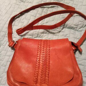 Vilenca Holland Brown/Caramel Leather Purse Crossbody Bag Woven Braided Detail